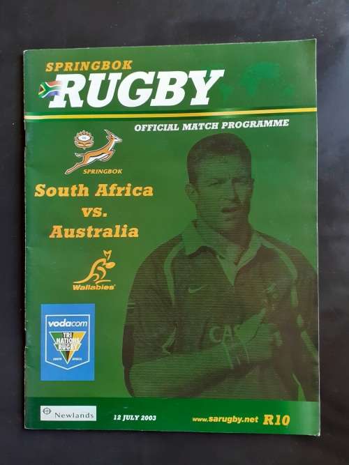 South Africa vs Australia 2003 Tri Nations Match Programme