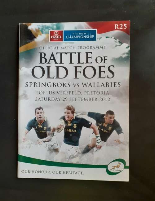 South Africa vs Australia 2012 Rugby Championship Match Programme