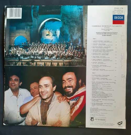 Jose Carreras, Placido Domingo, Luciano Pavarotti - In Concert LP Vinyl Record