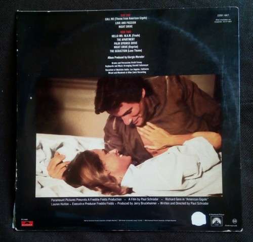 American Gigolo (Original Soundtrack) LP Vinyl Record