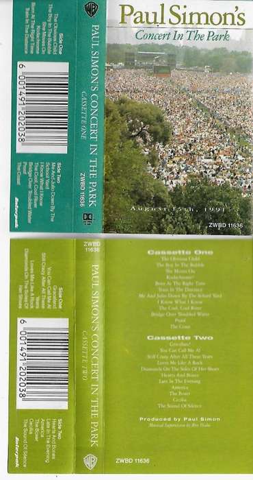 Paul Simon - Concert In The Park Double Cassette Tape Set