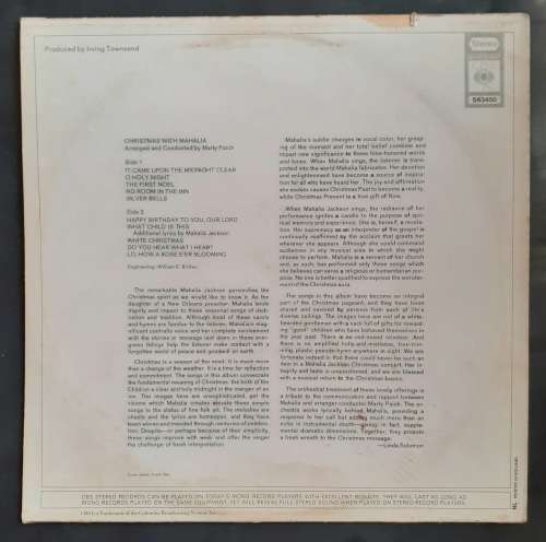 Mahalia Jackson - Christmas with Mahalia LP Vinyl Record - USA Pressing