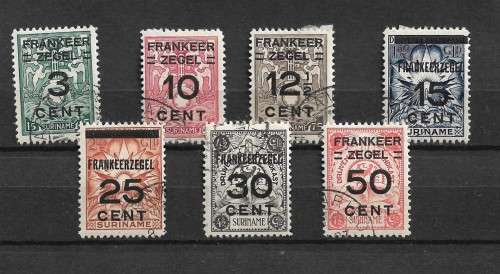 Suriname - 1927 Full Set of 7 Stamps VFU