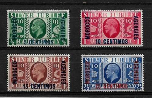 Morocco Agencies - 1935 KGV Silver Jubilee Overprint Full Set of 4 Stamps MH