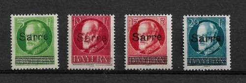 Saar (Germany) 1920 Overprint Part Set of 4 Stamps MH
