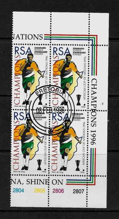 South Africa - 1996 Africa Cup of Nations Champions Block of 4 Stamps VFU