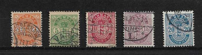 Denmark - 1885-1902 Part Set of 5 Stamps Fine Used
