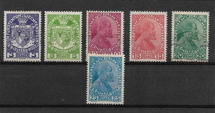 Liechtenstein - 1917 Full Set of 6 Stamps MH & VFU