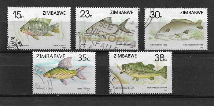 Zimbabwe - 1994 Fish Part Set of 5 Stamps Fine Used