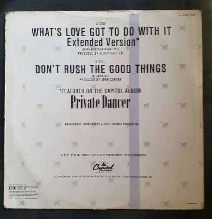 Tina Turner - What`s Love Got To Do With It / Don`t Rush The Good Things 12` Single Vinyl Record