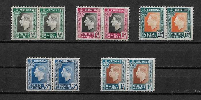 Union of South Africa - 1937 Coronation of King George VI Pairs Full Set MH