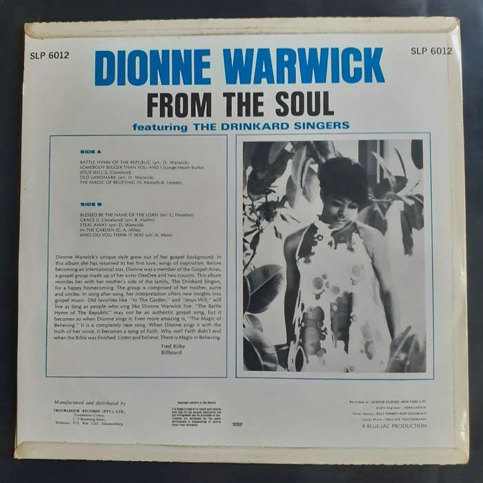 Dionne Warwick - From The Soul LP Vinyl Record