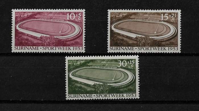 Suriname - 1953 Opening of Paramaribo Stadium Full Set of 3 Stamps MH