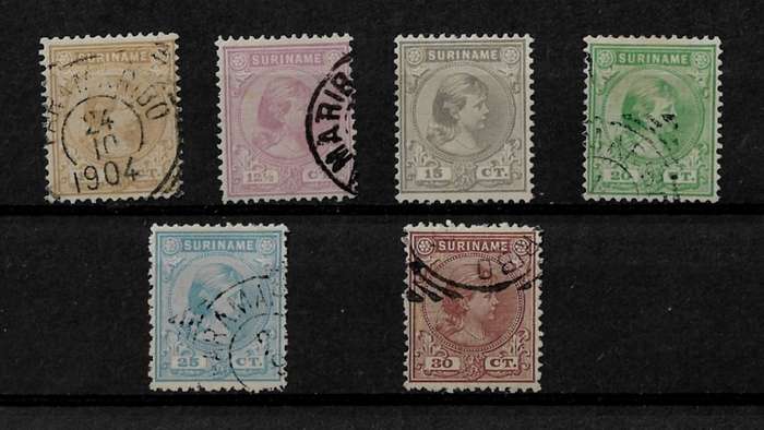 Suriname - 1892-93 Full Set of 6 Stamps Fine Used