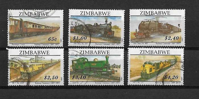 Zimbabwe - 1997 Railway Centenary Full Set of 6 Stamps Fine Used