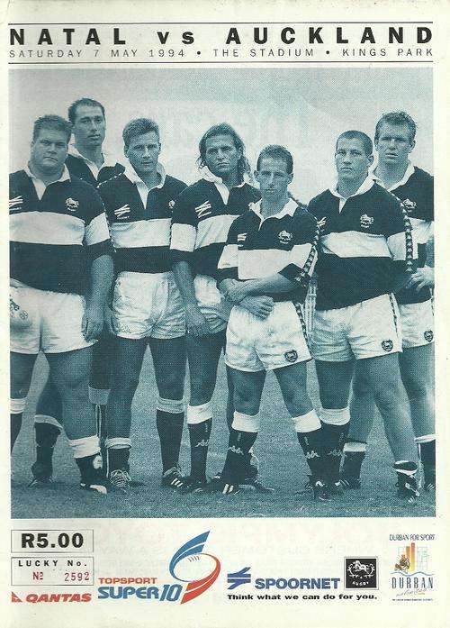 Natal v Auckland 1994 Super 10 Match Programme