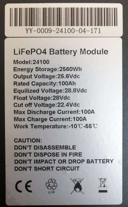 24V Lithium-Ion battery pack 2.56KW with LifePO4 battery management