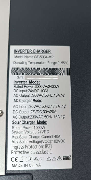 3KVA 2400W 24V Hybrid Inverter- with Built in MPPT Solar Charge controller