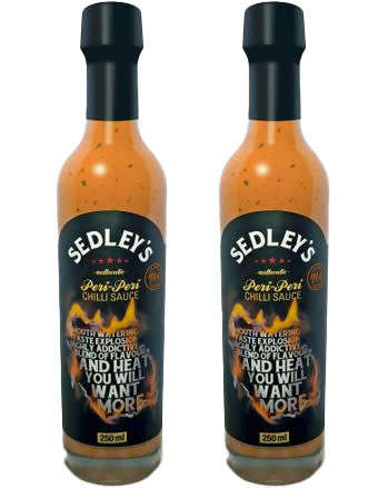 Sedleys Hot Peri-Peri Chilli Sauce - 250ml x 2