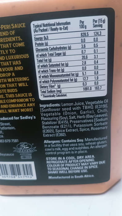 Hot Peri-Peri Chilli Sauce - 2L Sedleys