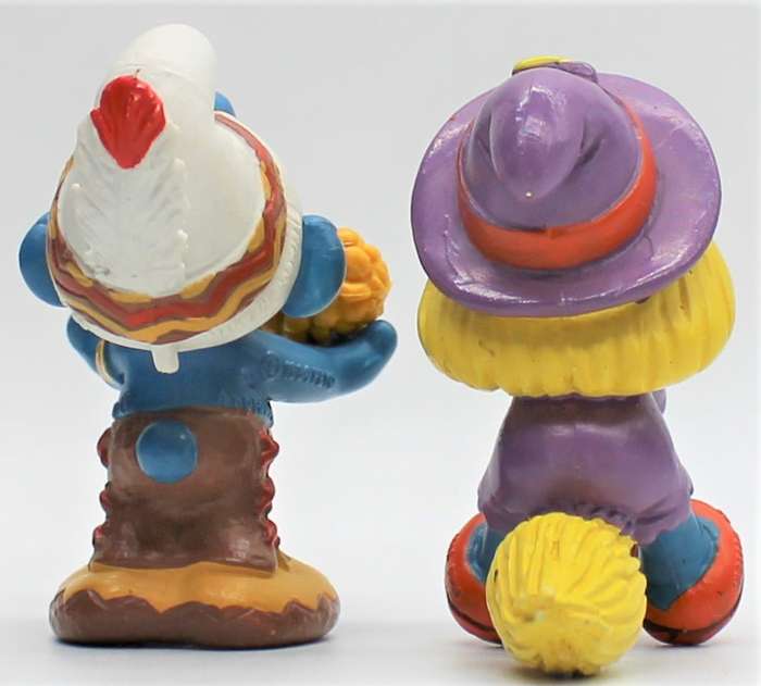 20197 & 20198 - 1x Indian Smurf with Corn & Witch Smurfette - Hand-Painted Originals