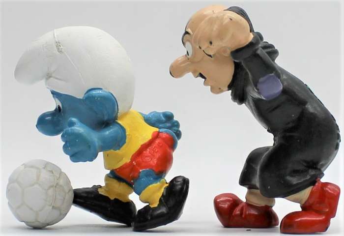 20416 & 20418 - "New" Soccer Smurf & Chasing Gargamel - Hand-Painted Original