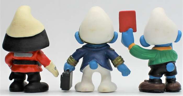 20465, 20470 & 20472 - Fire Chief, Aircraft Captain & Referee Smurfs - Hand-Painted Originals