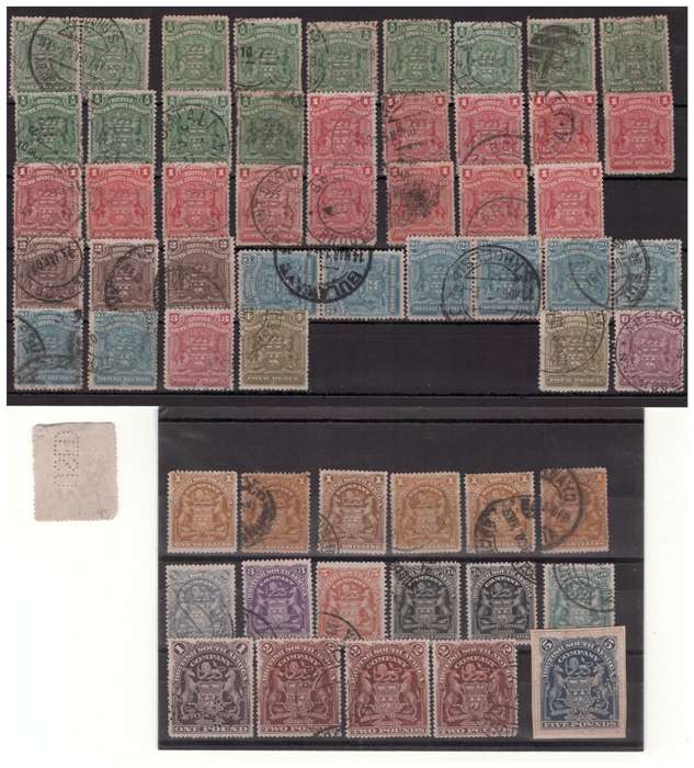BSAC -  HIGH VALUE! 1898-1908 - 59x British South Africa Company incl. 5 POUND!! - Used