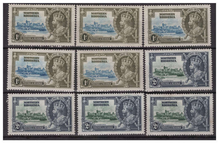 Northern Rhodesia - 1935 Jubilee & 1937 Coronation Sets - Singles & Blocks - Mint & Used