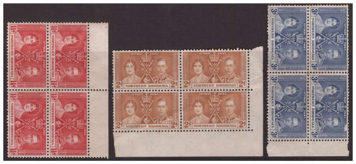Northern Rhodesia - 1935 Jubilee & 1937 Coronation Sets - Singles & Blocks - Mint & Used