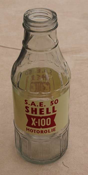 Shell X-100 S.A.E. 50 Motoroil Glass Bottle