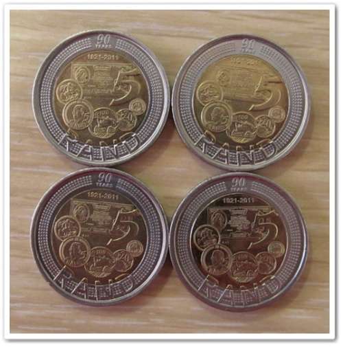 ** 2011 - R5 - 90TH RAND ANNIVERSARY ** (X4) BID PER COIN !! STARTING @ R1