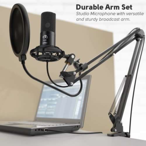 Microphone + Stand - 3.5mm Jack PC/Mobile Condenser Microphone with Desk Clamp Stand