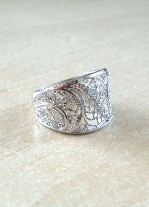 Clear Cubic Zirconia Filligree Costume Ring -Size 8