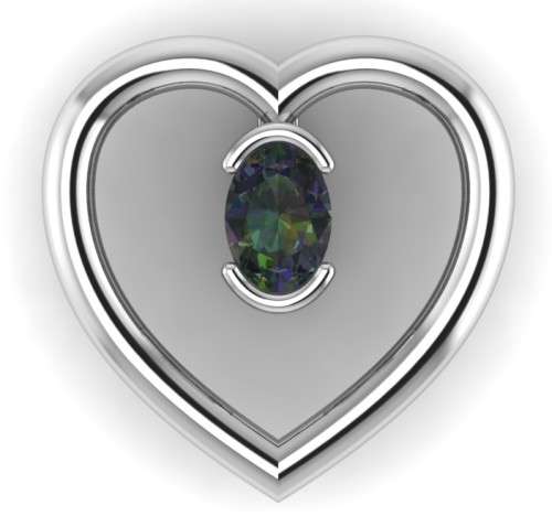 *CD DESIGNER JEWELRY*0.75ct Mystic Topaz CZ Heart Pendant in Solid 925 Sterling Silver