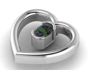 *CD DESIGNER JEWELRY*0.75ct Mystic Topaz CZ Heart Pendant in Solid 925 Sterling Silver