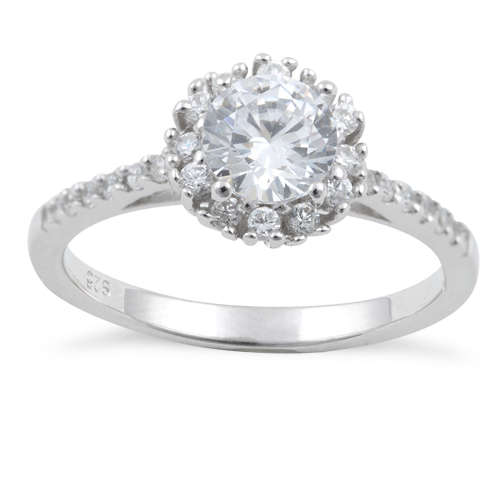 0.80ct(CENT) Clear Cubic Zirconia Engagement Ring in 925 Sterling Silver- Size 8