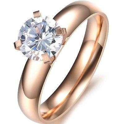1.25ct Clear CZ Rose Gold Plated Stainless Steel Ring