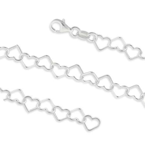Silver 20cm Heart Link Bracelet