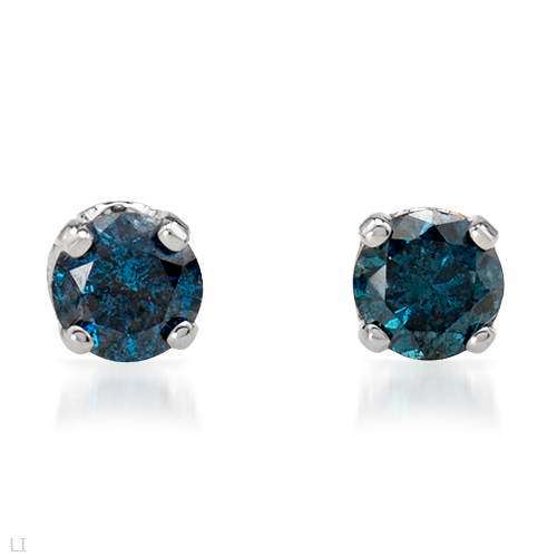 0.33ctw Natural Blue Diamond Earrings in 10K White Gold