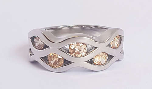 *CD DESIGNER JEWELRY* 2.15ctw Champagne CZ Ring in Silver- Size 8.25