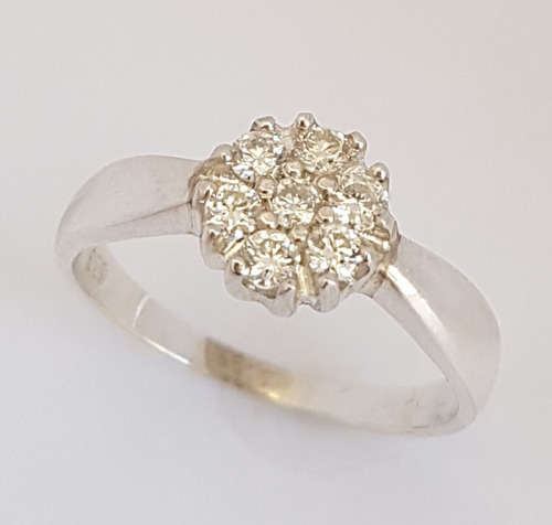 CD DESIGNER JEWELRY* 0.35ctw Natural Diamond Flower Ring in 925 Sterling Silver- Size Q