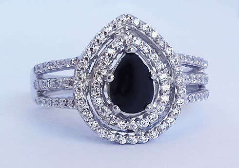 *CD DESIGNER JEWELRY* 1.20ctw Natural Sapphire and CZ Ring in Silver- Size 8.5