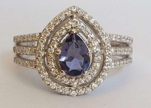 *CD DESIGNER JEWELRY* 1.20ct Natural Tanzanite and CZ Ring in Silver- Size 8.75
