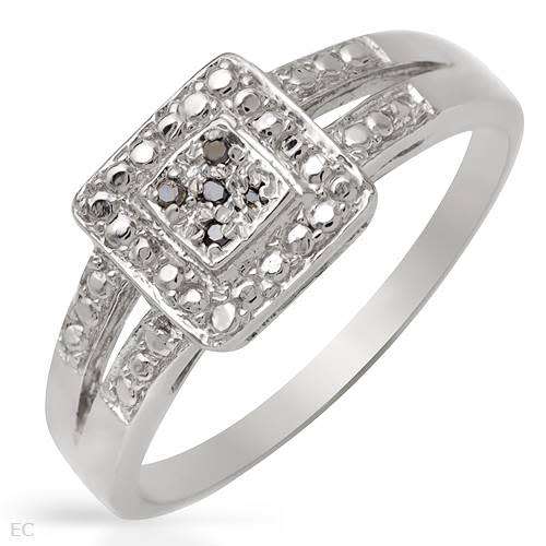 0.03ctw Natural Diamond Engagement Ring in 925 Sterling Silver- Size 7