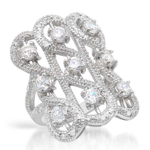 4.75ctw Bulky Cz Dress Ring in Silver- Size 6