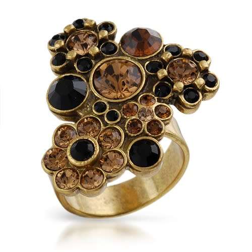 Base Metal Dress Ring with Crystals**Size 6.5
