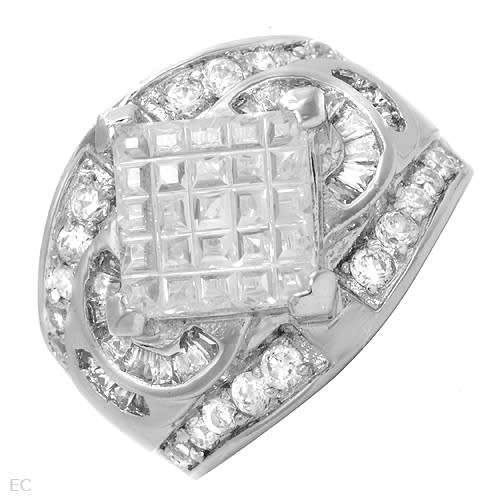 13.10ctw Cluster Princess CZ Ring- Size 8