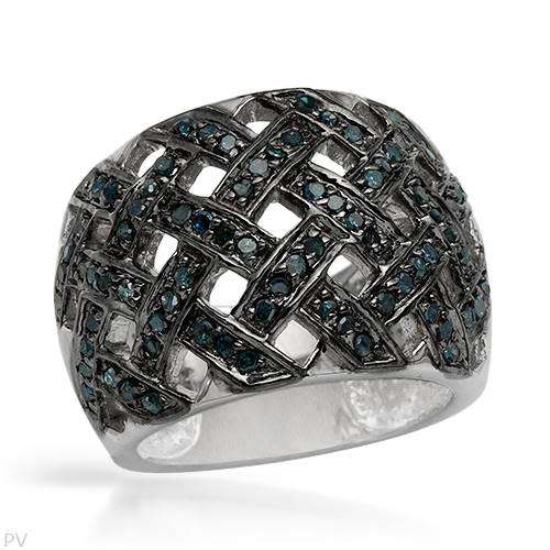 0.56ctw Natural Blue Diamond Ring in 925 Sterling Silver