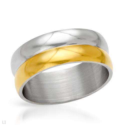 Men`s Stainless Steel Two-tone Wedding Band- Size 9/10.5/14